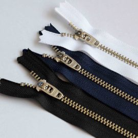 YKK3号Y型镍闭口拉链半自动头 白铜银色弹簧头牛仔裤拉链