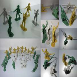 二战美国士兵模型 1:72塑料兵人塑料模型 怀旧军事战争玩具